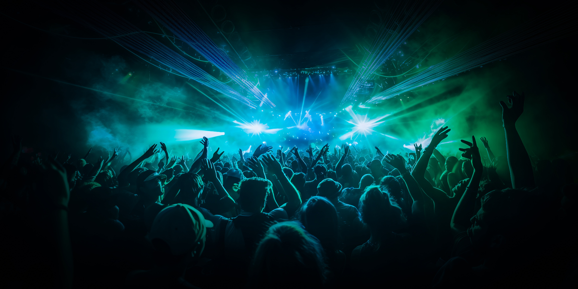 Dark underground rave atmosphere