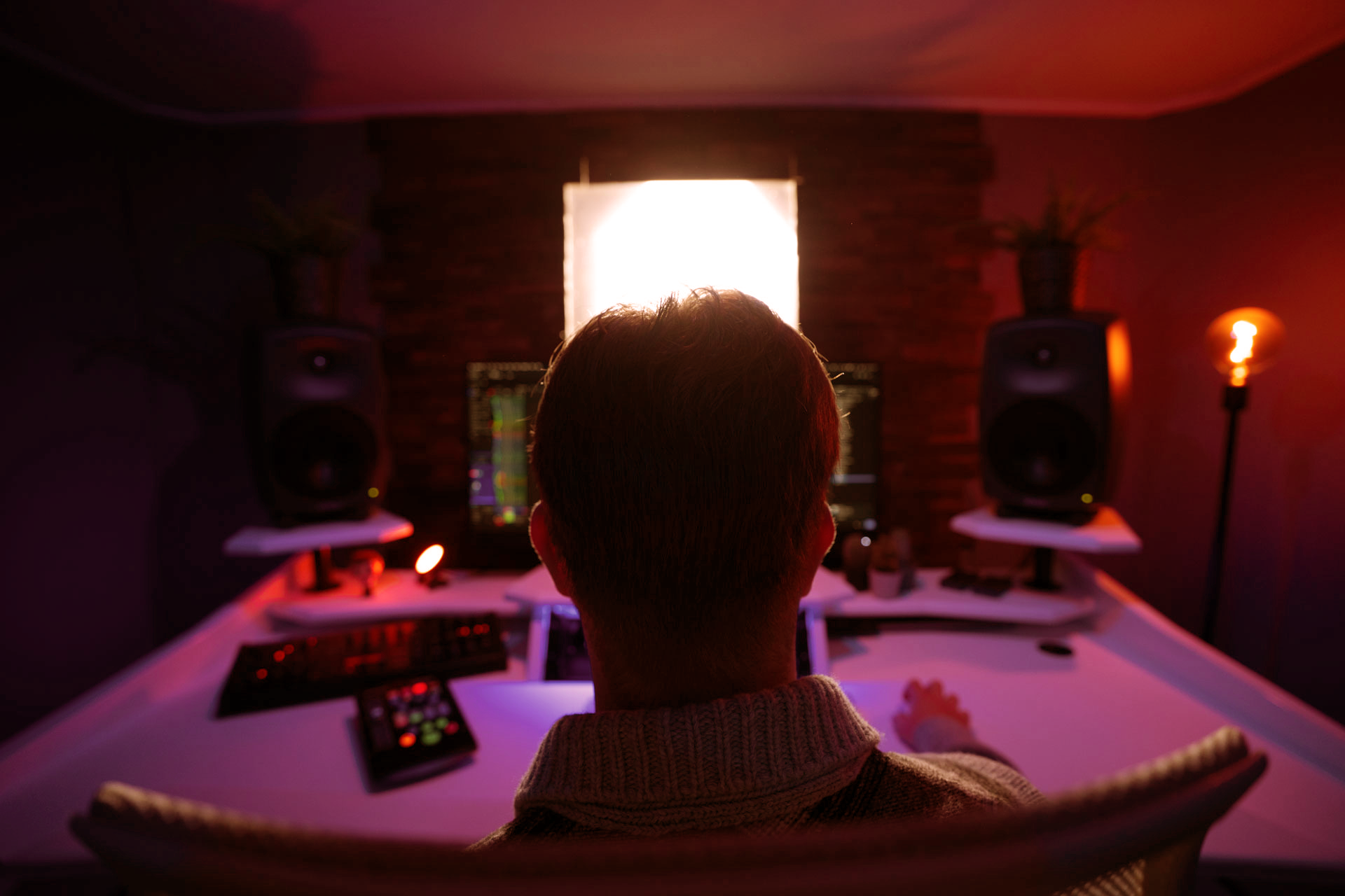 Producer working in the studio on jumpstyle kicks